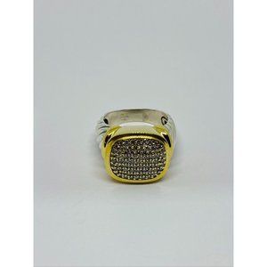 $3800 David Yurman 18K Yellow Gold Silver Noblesse Pave Set Diamond Ring 8.25